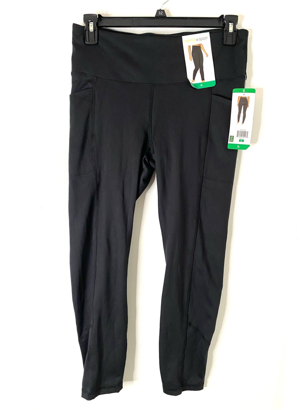 Marika Sport NWT Black High Rise Leggings Side Pockets Dry-Wik